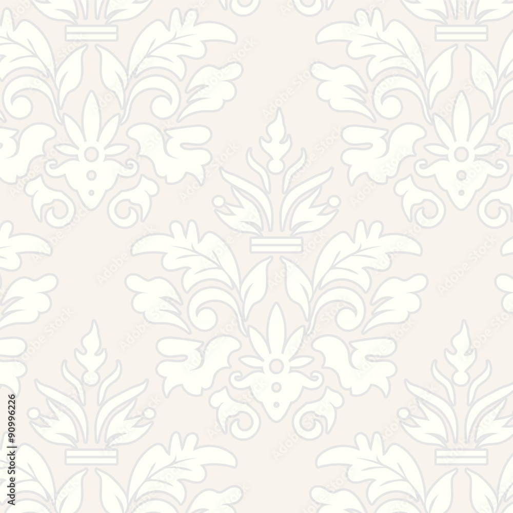 Grey grunge vintage floral seamless pattern