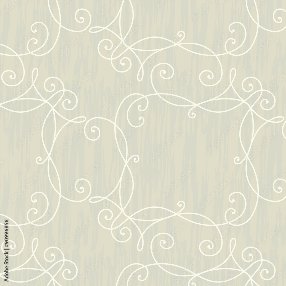 Modern swirl vintage floral seamless pattern