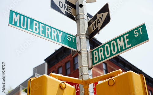 Mulberry and Broome Intersection Street Signs Little Italy Manhattan photo