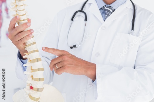 Doctor showing anatomical spine