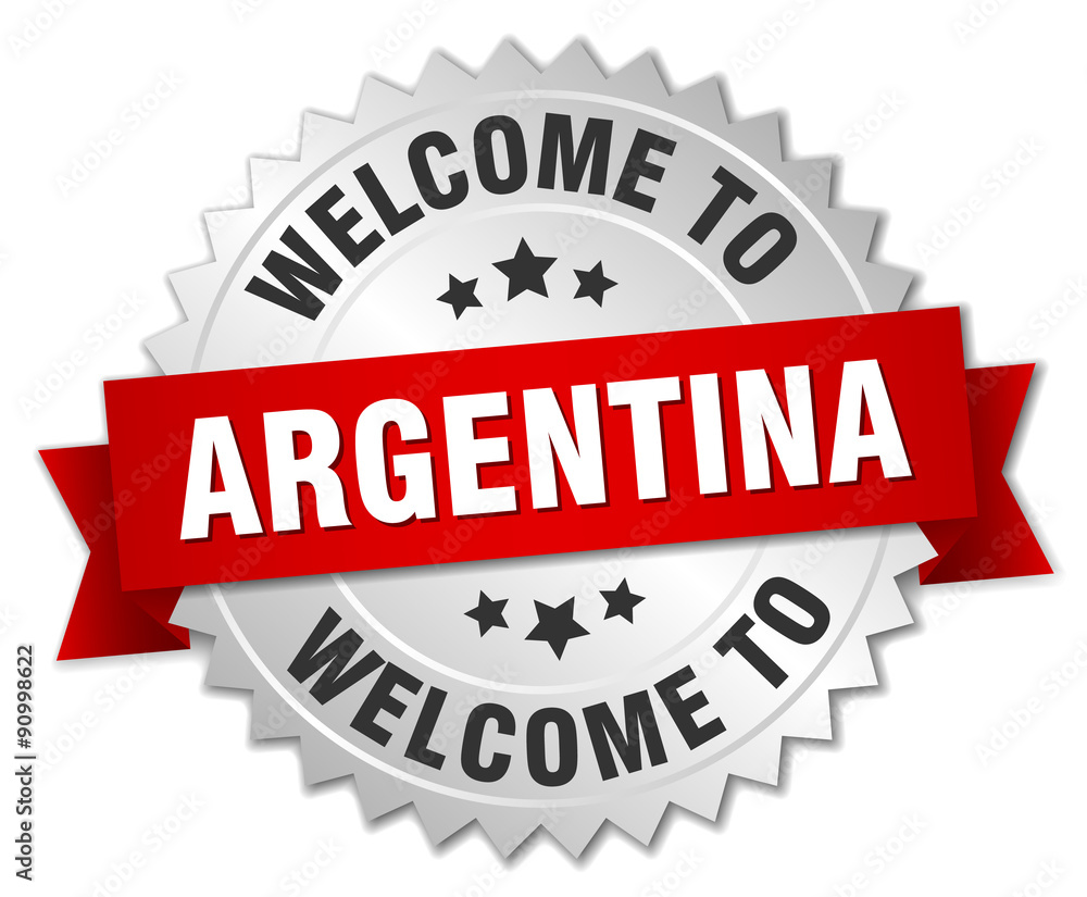 Argentina 3d silver badge with red ribbon Argentina 3d silver badge with red ribbon