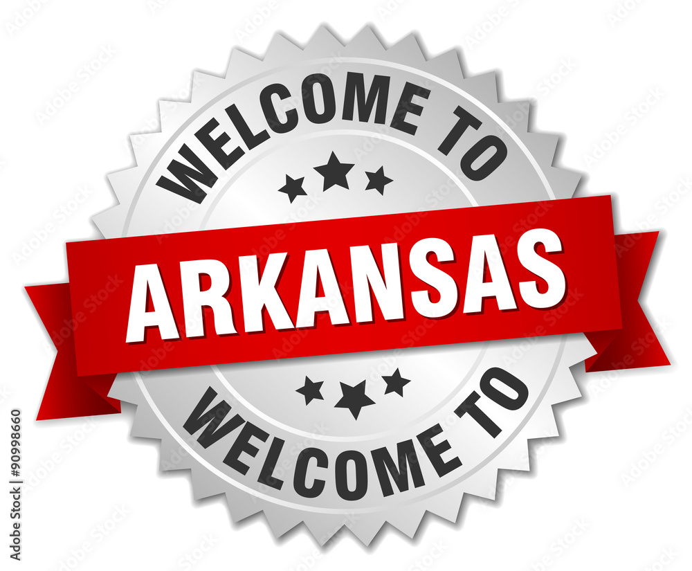 Arkansas 3d silver badge with red ribbon Arkansas 3d silver badge with red ribbon