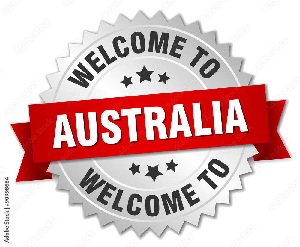 Australia 3d silver badge with red ribbon Australia 3d silver badge with red ribbon
