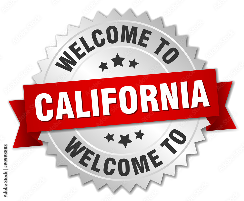 California 3d silver badge with red ribbon California 3d silver badge with red ribbon