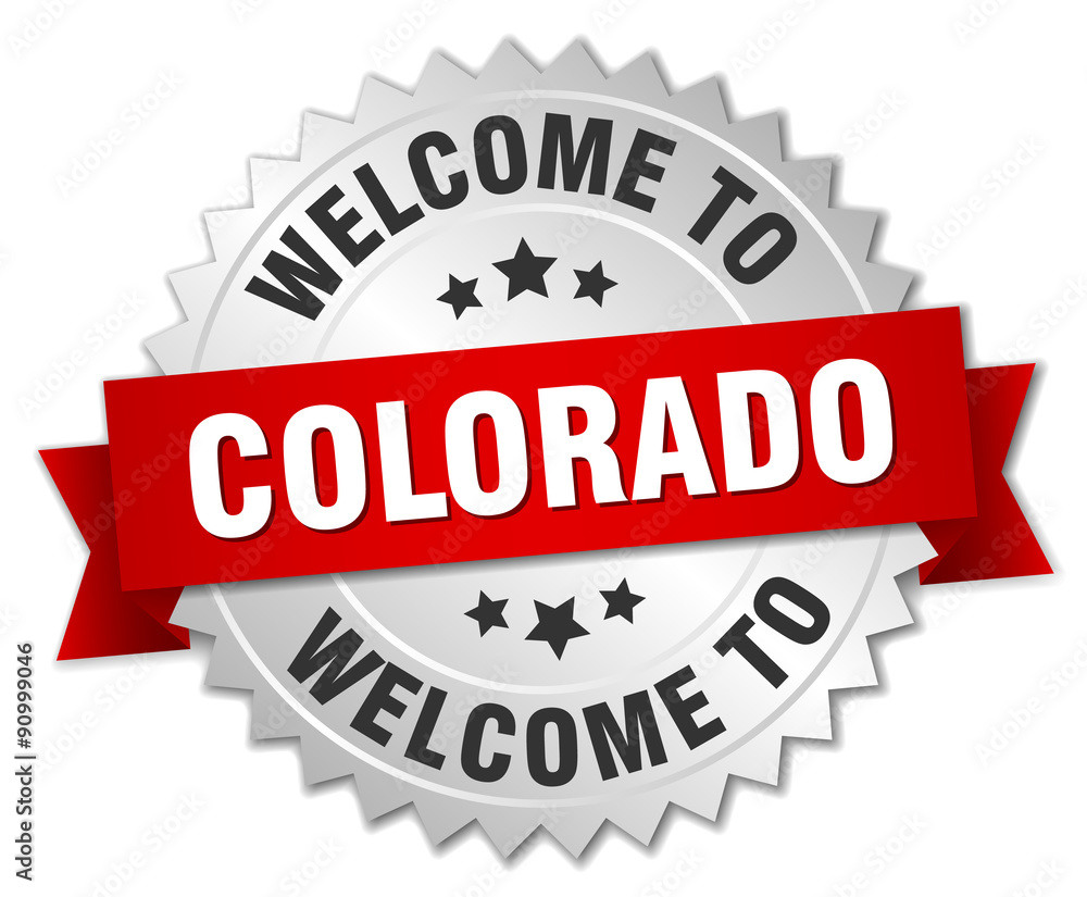 Colorado 3d silver badge with red ribbon Colorado 3d silver badge with red ribbon