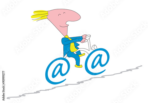 Happy business man riding bike - A web success