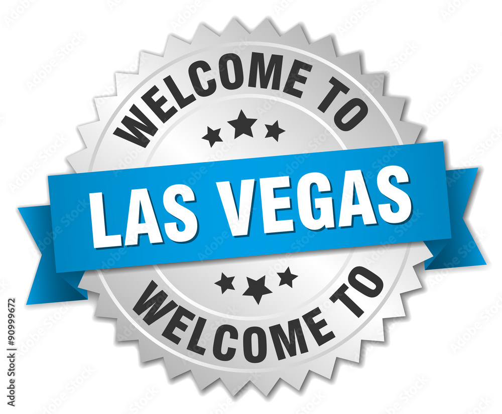 Las Vegas 3d silver badge with blue ribbon Las Vegas 3d silver badge with blue ribbon