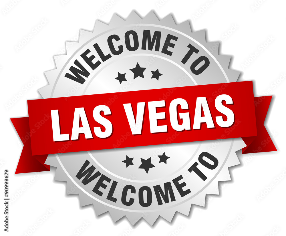 Las Vegas 3d silver badge with red ribbon Las Vegas 3d silver badge with red ribbon
