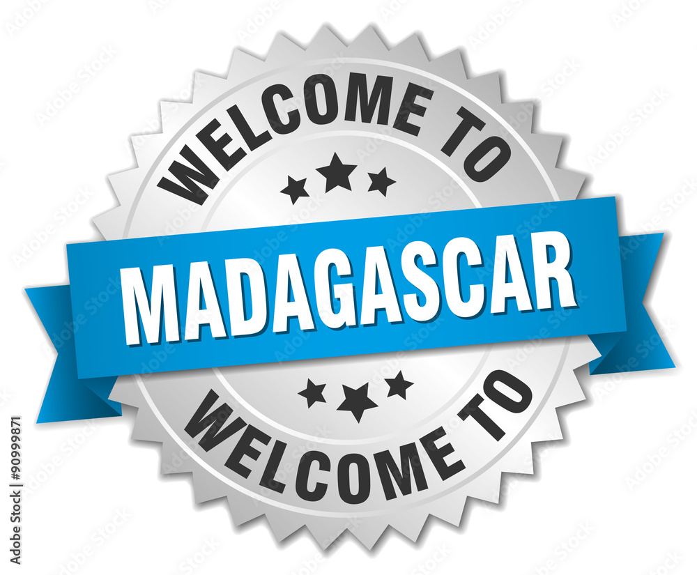 Obraz premium Madagascar 3d silver badge with blue ribbon