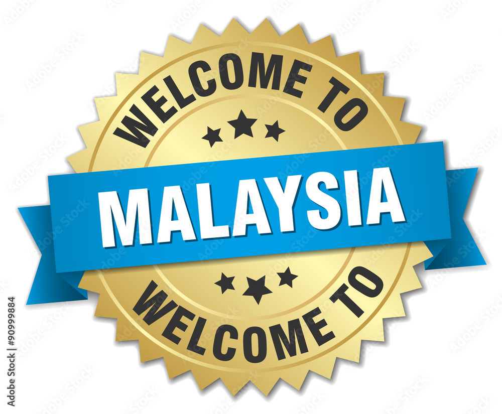 Malaysia 3d gold badge with blue ribbon Malaysia 3d gold badge with blue ribbon