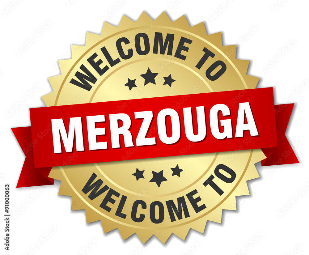 Merzouga 3d gold badge with red ribbon Merzouga 3d gold badge with red ribbon