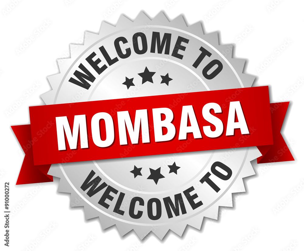 Mombasa 3d silver badge with red ribbon Mombasa 3d silver badge with red ribbon