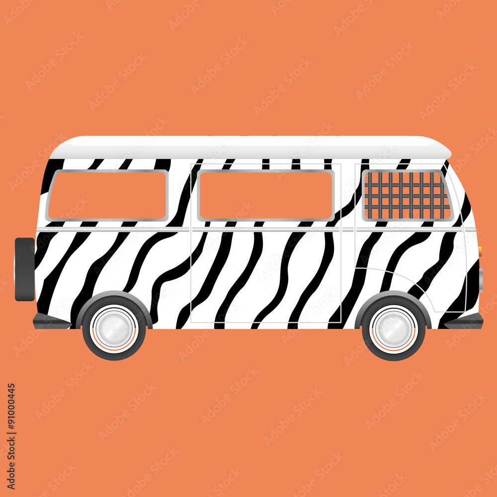 Retro safari bus zebra style Stock Vector | Adobe Stock
