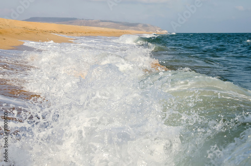 Storm on a deserted sandy beach