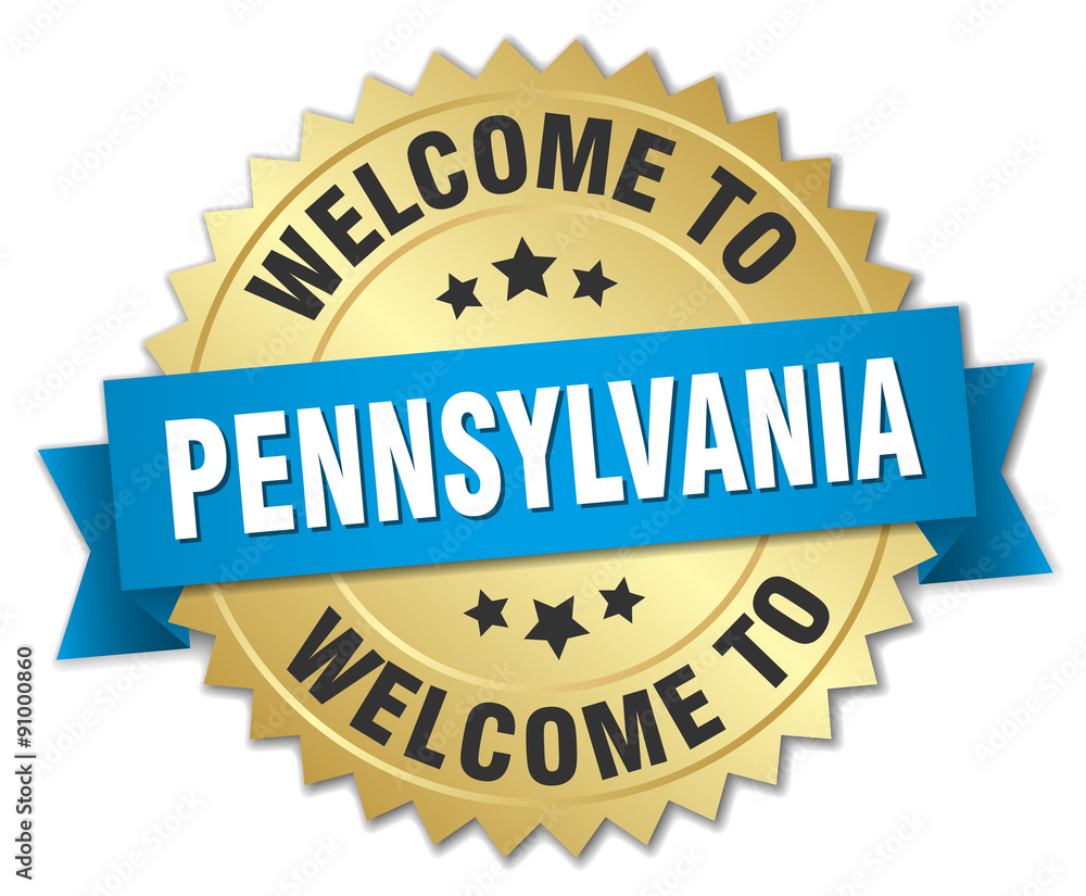 Pennsylvania 3d gold badge with blue ribbon