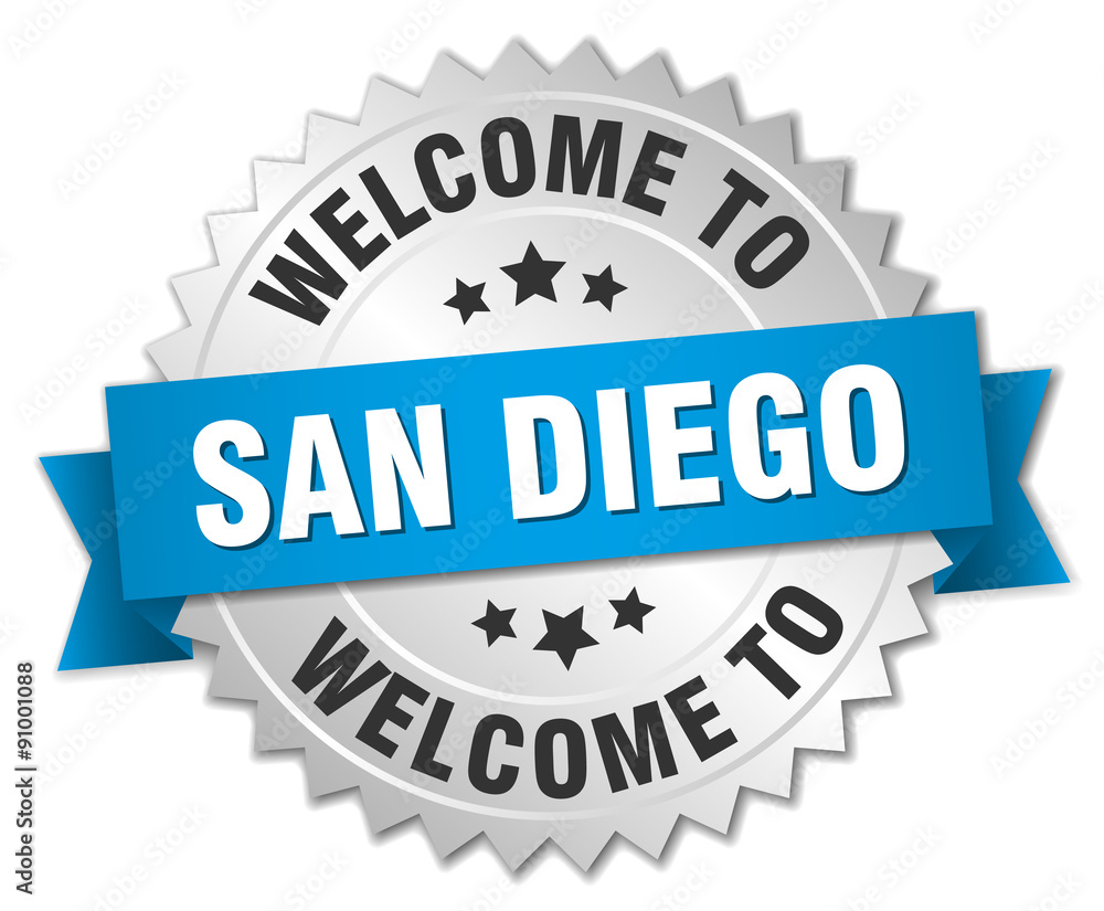 San Diego 3d silver badge with blue ribbon San Diego 3d silver badge with blue ribbon