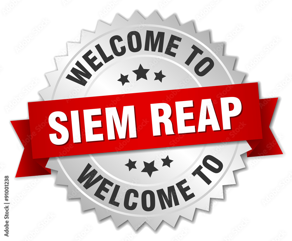 Siem Reap 3d silver badge with red ribbon Siem Reap 3d silver badge with red ribbon