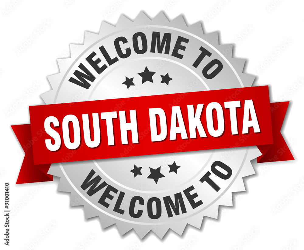 South Dakota 3d silver badge with red ribbon South Dakota 3d silver badge with red ribbon