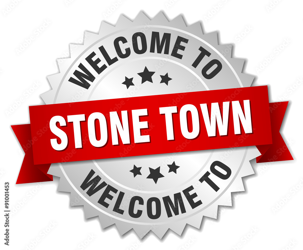 Stone Town 3d silver badge with red ribbon Stone Town 3d silver badge with red ribbon
