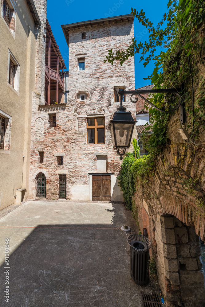 Medieval houses in Cahors, France.