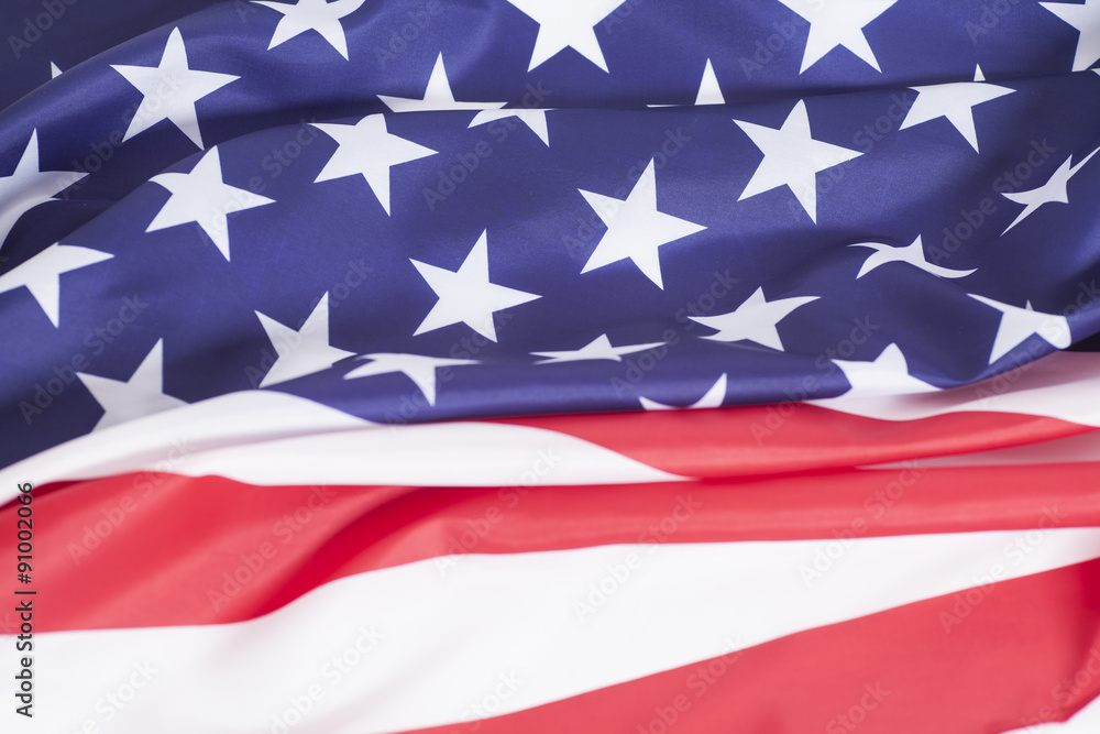 Closeup of ruffled American flag Closeup of ruffled American flag