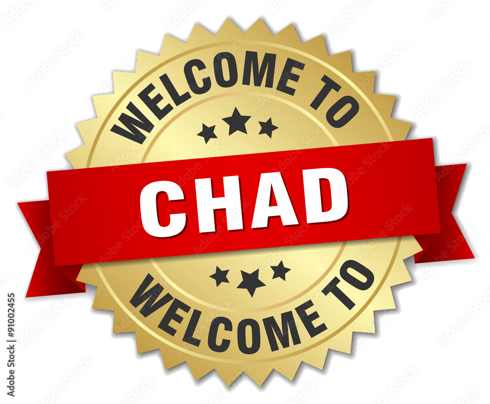 Chad 3d gold badge with red ribbon Chad 3d gold badge with red ribbon