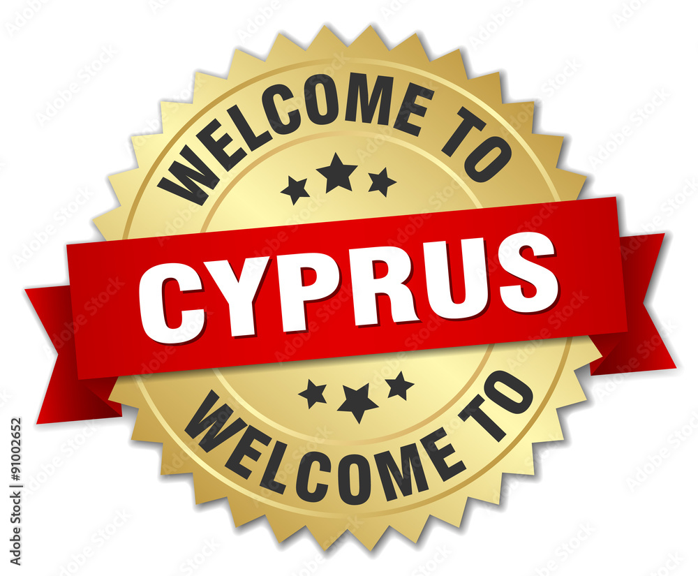 Cyprus 3d gold badge with red ribbon Cyprus 3d gold badge with red ribbon