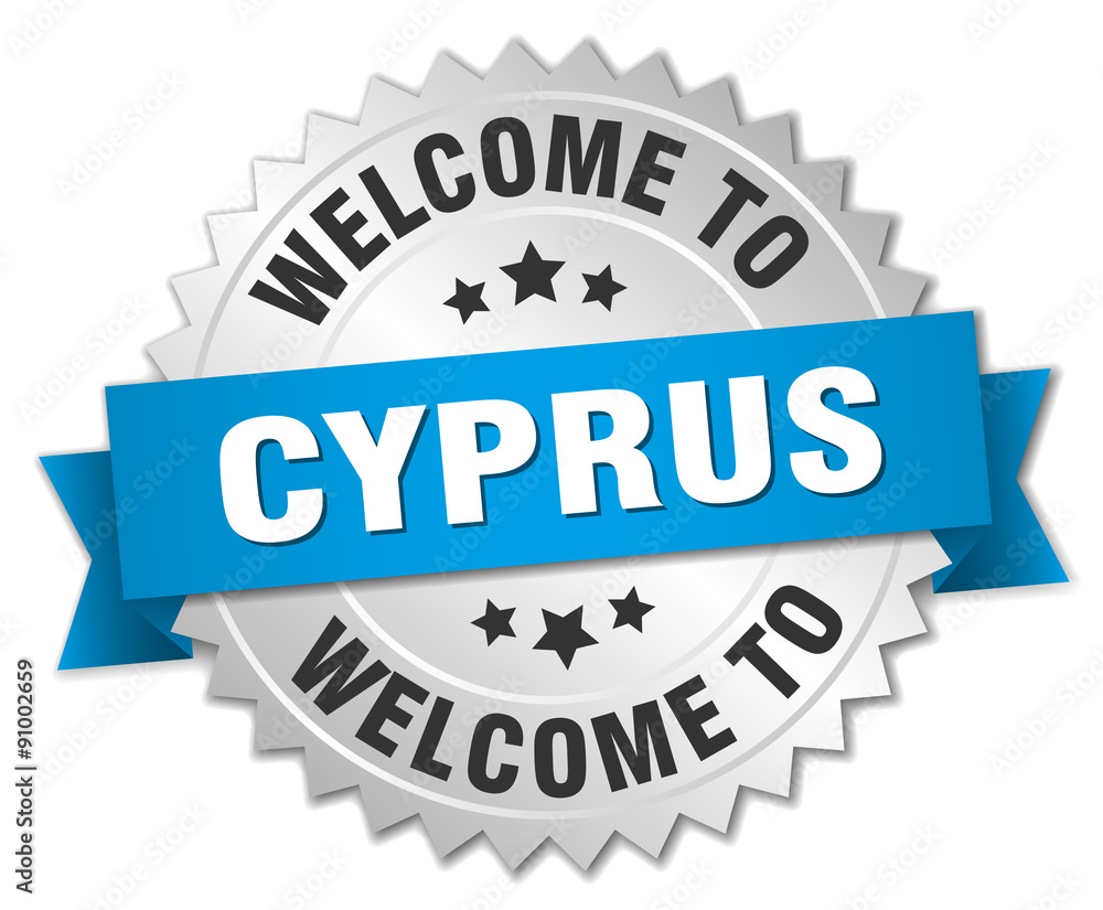 Cyprus 3d silver badge with blue ribbon Cyprus 3d silver badge with blue ribbon