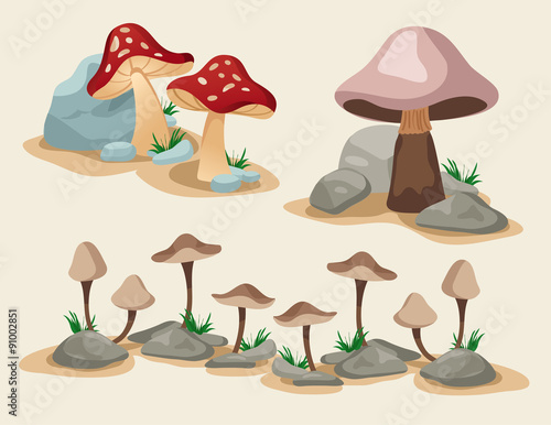 Vector Illustration Of Mushrooms