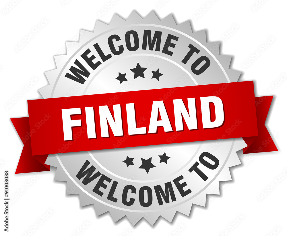 Finland 3d silver badge with red ribbon Finland 3d silver badge with red ribbon