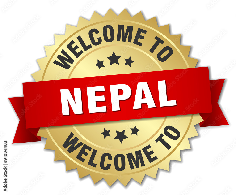 Nepal 3d gold badge with red ribbon