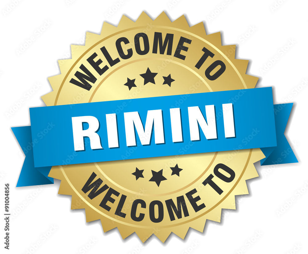 Rimini 3d gold badge with blue ribbon