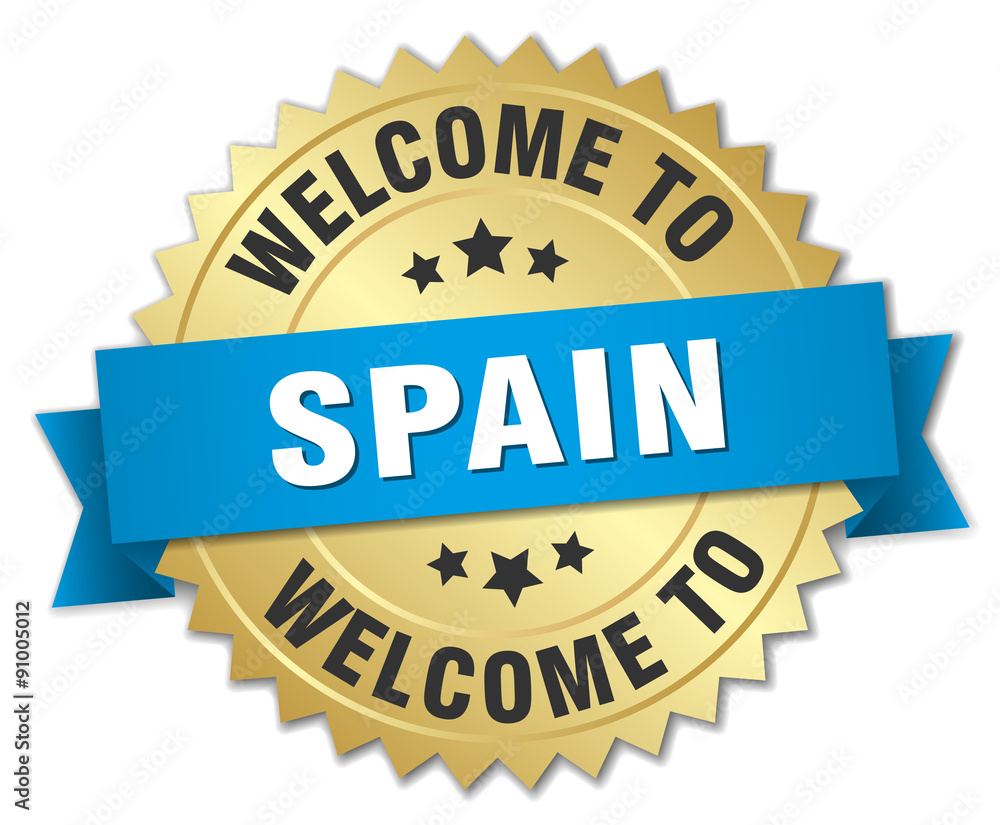 Spain 3d gold badge with blue ribbon Spain 3d gold badge with blue ribbon