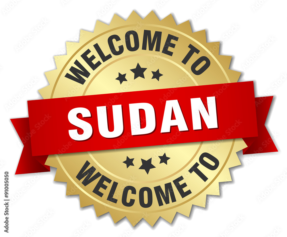 Sudan 3d gold badge with red ribbon Sudan 3d gold badge with red ribbon