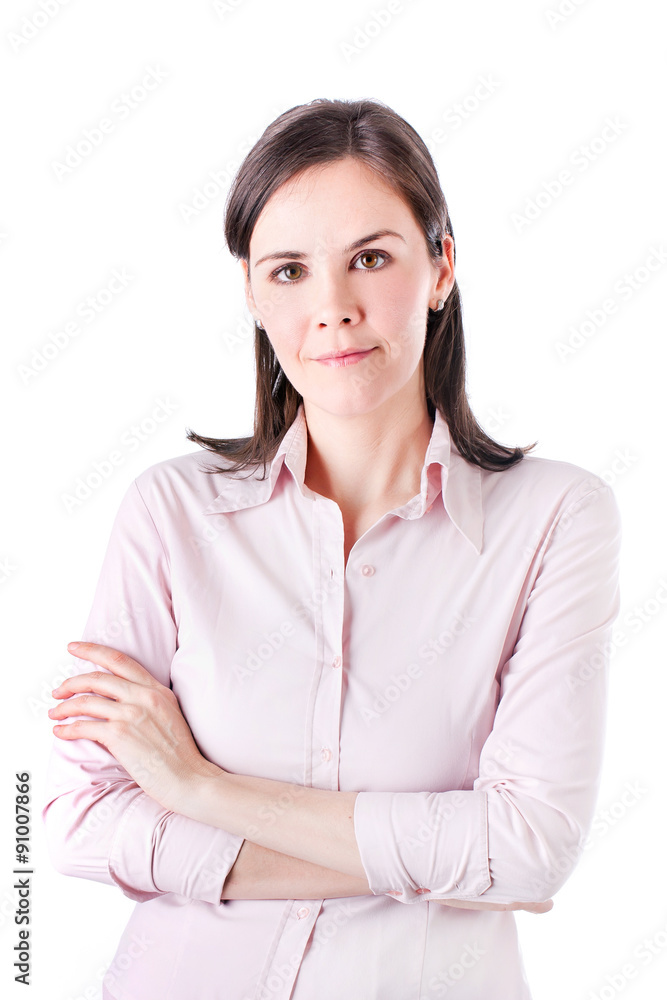 Portrait of young beautiful business woman, isolated on white. Portrait of young beautiful business woman, isolated on white.