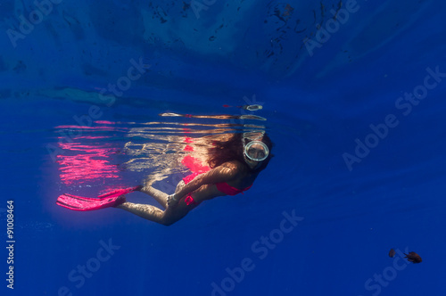 a beautiful girl underwater