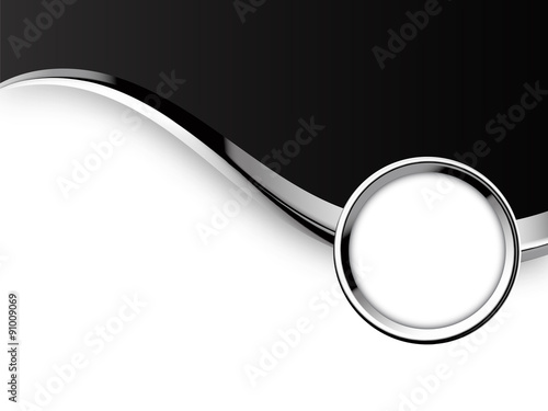 Background with dark chrome metal strip and round frame for your