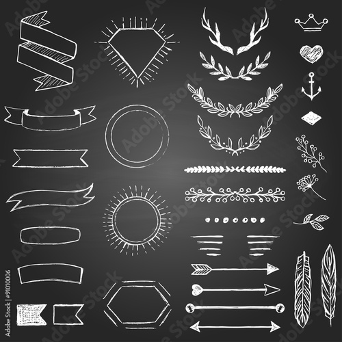 Set of hand drawn elements for design