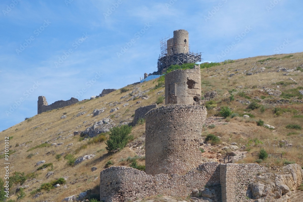 Ruins of ancient fortress wall