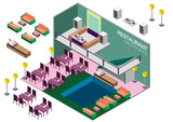 illustration of infographic interior  room concept in isometric graphic