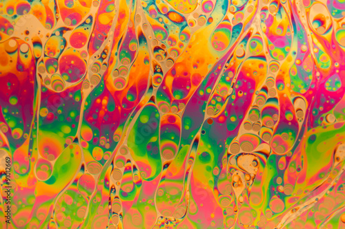 Multicolored soap bubble abstract background formed by light reflecting off the surface of a soap film