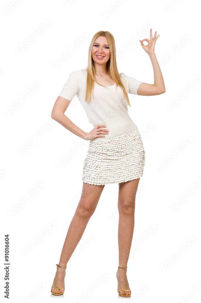 Pretty young blond woman isolated on white Pretty young blond woman isolated on white