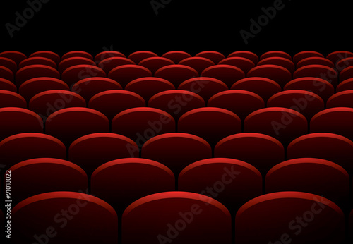 Rows of cinema or theater red seats vector background