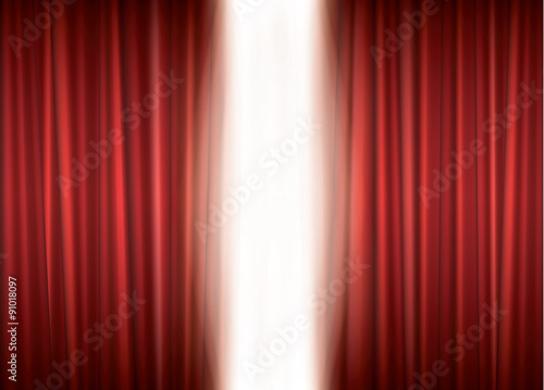 Opening theater red curtain vector background