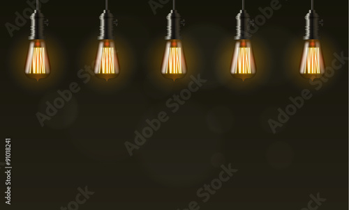 Edison light bulb, vector background with copy space