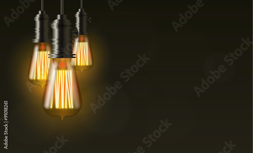 Edison light bulb, vector background with copy space
