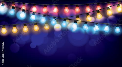 Christmas garlands glowing lights vector illustration