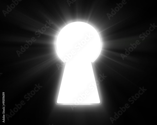 Keyhole and bright rays of light.