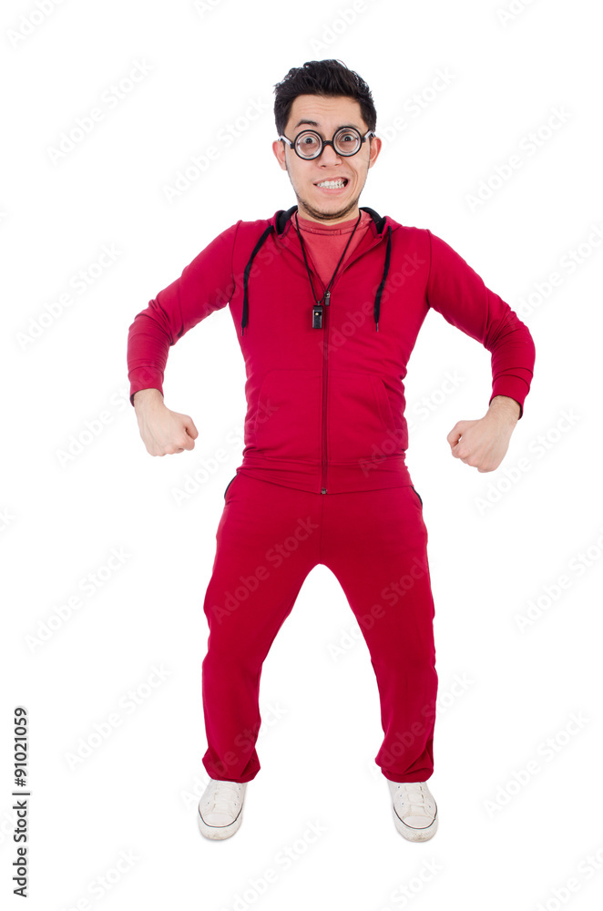 Funny sportsman isolated on white Funny sportsman isolated on white
