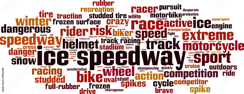 Ice speedway word cloud concept. Vector illustration